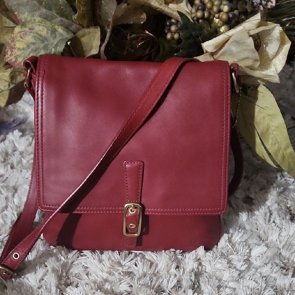 Coach Handbags - Coach Legacy Flap crossbody messenger handbag in red leather, style number 9592.